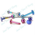 Labret barras banhado a titânio labret anel bola piercing no lábio moda jóias piercing 316l aço cirúrgico